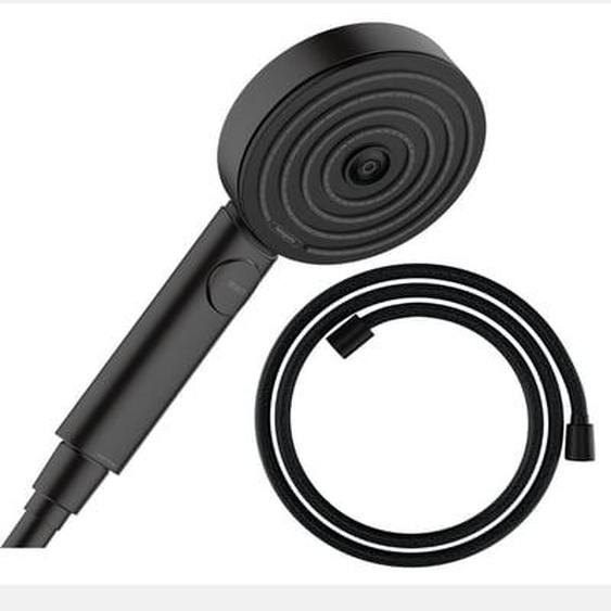 Pommeau de douche Pulsify Select EcoSmart 105 3 jets Relaxation + flexible de douche Designflex 160 cm noir mat