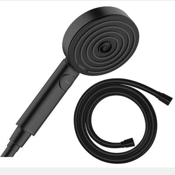 Pommeau de douche Pulsify Select EcoSmart 105 3 jets Relaxation + flexible de douche Isiflex 160 cm noir mat