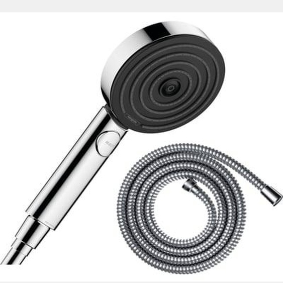 Pommeau de douche Pulsify Select EcoSmart 105 3 jets relaxation + flexible de douche Metaflex 200 cm chromé