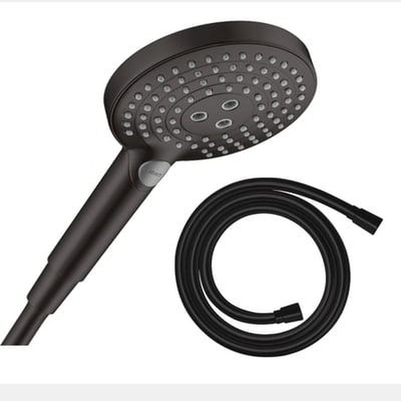 Pommeau de douche Raindance Select S EcoSmart 120 3 jets noir mat + flexible de douche 1,60 m Isiflex noir mat