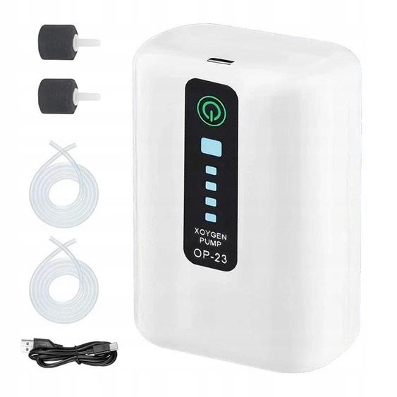 Pompe à air pour aquarium, pompe à oxygène avec 2 sorties, batterie de 2600 mAh et pierres à air, idéale pour les aquariums, la pêche en extérieur, le transport deau et le marché de laquariophilie