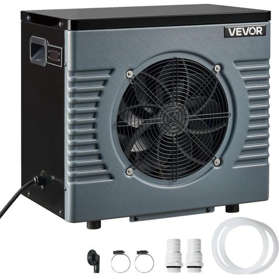 Pompe à chaleur pour piscine VEVOR 4920 W, chauffage électrique pour piscines hors sol jusquà 18 m³, COP max. 5,29, silencieuse, disjoncteur différentiel, température de chauffage 15-40 °C, mode chauffage et refroidissement, échangeur thermique