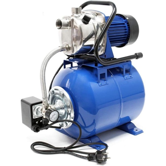 Pompe à eau avec ballon deau chaude - Relève-pression automatique - Alimentation en eau domestique - Réservoir de 19 litres - Débit de 3400 litres/heure - Bleu