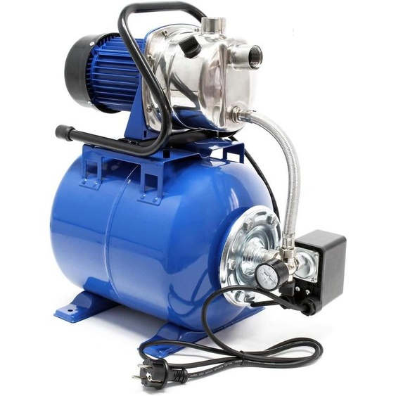Pompe à eau avec ballon deau chaude - Relève-pression automatique - Alimentation en eau domestique - Réservoir de 19 litres - Débit de 3400 litres/heure - Bleu