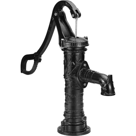 Pompe à eau manuelle antique 14,6 x 5,9 x 25,6 pouces Pompe à pichet avec poignée Pompe de puits en fonte avec trous pré-percés de 0,5 pouce pour une installation facile Pompe à pichet à lancienne pour étangs de jardin Jardin Noir