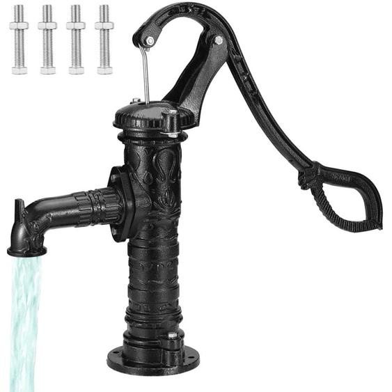 Pompe a Eau Manuelle Pompe a Main Fonte Jardin Puits Pompe a Bras Vintage Fontaine Profondeur Max 6m Diametre Base 16 cm Sortie Eau 6,5x22 cm