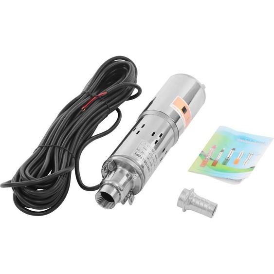 Pompe à eau - Pompe immergée pour puits profond - 12V - 180W - 3000 tr/min - 1,2 m³/h - 17 m de câble - acier inoxydable - argenté