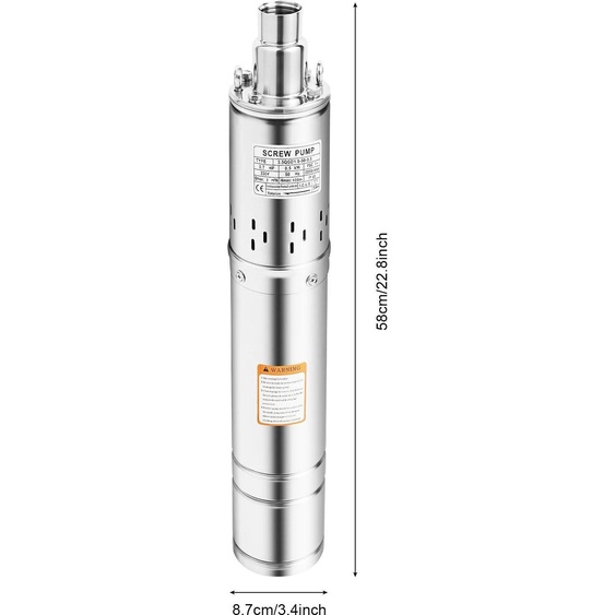 Pompe à eau pour puits profonds, acier inoxydable durable, haute efficacité, UE, 220 V, argent