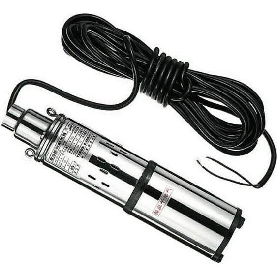 Pompe à eau solaire - Pompe pour puits profond 24 V CC 200 W - Acier inoxydable - Hauteur de refoulement 30 m - Débit 1,2 m³/h - Sortie 25 mm - Diamètre 77 mm - Argent