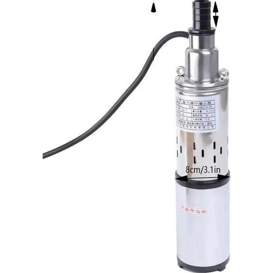Pompe à eau submersible, acier inoxydable, compatible avec lénergie solaire, EU, 48V, argent