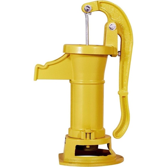 Pompe à main pour puits, hauteur de refoulement maximale de 7,6 m, pompe à eau manuelle antique en fonte, raccord NPT 1-1/4 pouce, installation facile, style ancien pour jardin extérieur, étang, arrière-cour, ferme, jaune