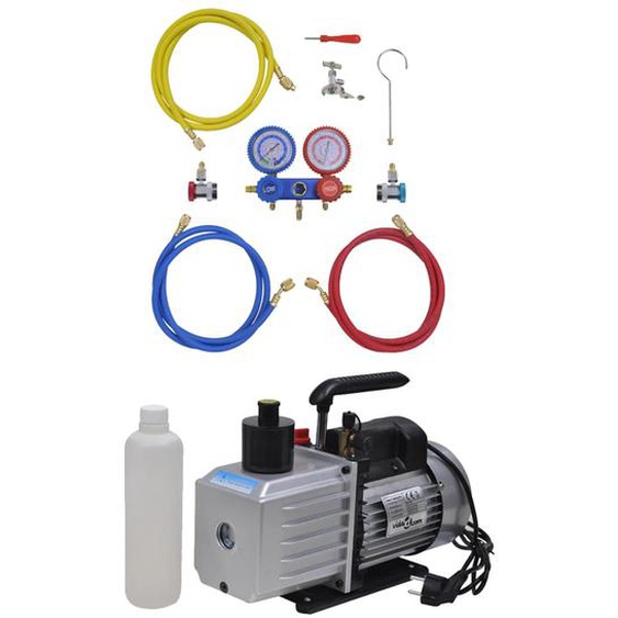 Pompe à vide 100 L/min avec manomètre à 2 voies en kit doutils