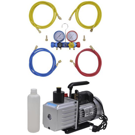 Pompe à vide 100 L/min avec manomètre à 4 voies en kit doutils
