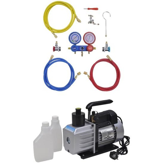 Pompe à vide 50 L/min avec manomètre à 2 voies en kit doutils