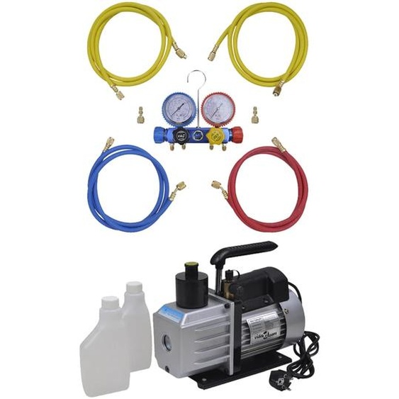 Pompe à vide 50 L/min avec manomètre à 4 voies en kit doutils