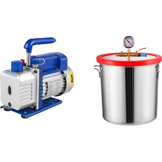 Pompe à vide et ensemble de chambre, vitesse de pompage de 3 CFM, température de fonctionnement maximale 160ºF ,20 L (5 gallons)