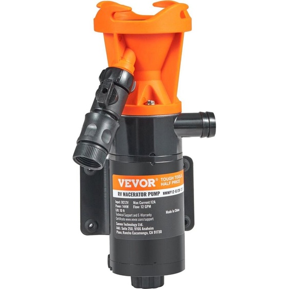 Pompe broyeuse portable pour camping-car, 12 V, 12 GMP, pompe à déchets pour camping-car à dégagement rapide, pompe à eaux usées pour camping-car avec valve à connexion rapide amovible, collier de serrage métallique, cordon dalimentation, pour