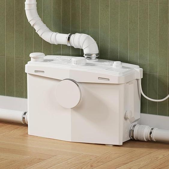 Pompe de broyage de 900W, 4 entrées/2 sorties, moteur en cuivre  | Pompe à eaux usées pour toilettes, buanderie, évier et douche situées au sous-sol, avec trappe de maintenance brevetée pour un nettoyage facile