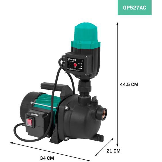 Vonroc - Pompe de Jardin/Pompe Hydrophore 800W - 3300l/h - 4 bar - hauteur max 40m - 35°C max, Pressostat Eau Inclus - Pour Irrigation Jardin,