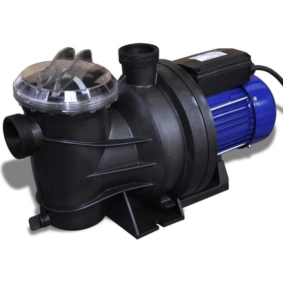 Pompe de circulation pour piscine et spa, thermoplastique renforcé, 1200 W, débit 23000 L/h, hauteur 16 m, IPX4, filtre à tamis intégré, bleue