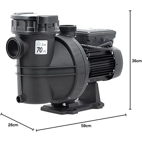 Pompe de piscine – Pompe de filtration auto-amorçante – Pompe de circulation – Conception silencieuse – Compatible avec le chlore et leau salée