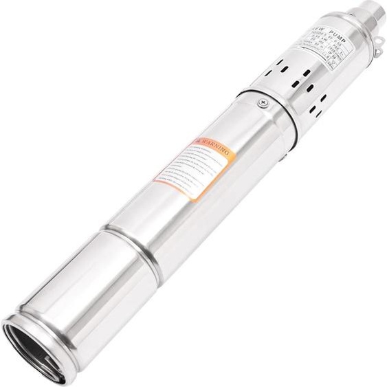 Pompe de puits profond - Pompe immergée - Diamètre 9,5 cm - 0,75 CV/550 W - Prise 220 V EU - Inox IP68 - Profondeur dimmersion maximale 60 m