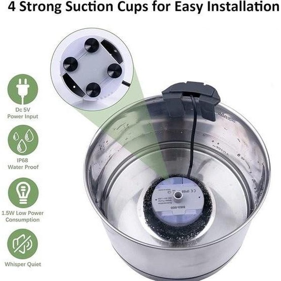 Pompe de rechange avec LED pour fontaine à chat, acier inoxydable, pompe à eau silencieuse, fontaine à chat (pompe B)
