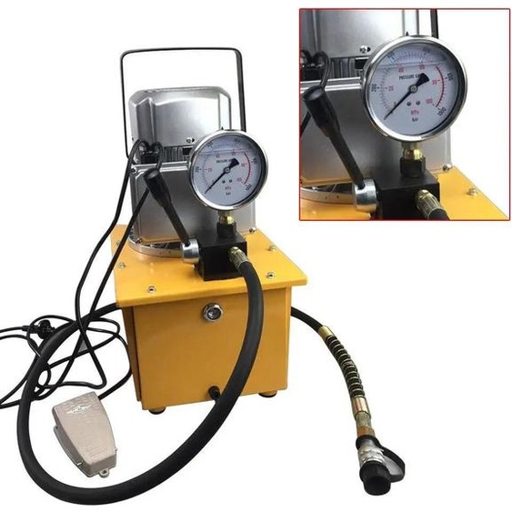Pompe hydraulique électrique - Simple effet - 700 Bar - Réservoir 7 L - Valve manuelle - 750 W - Orange
