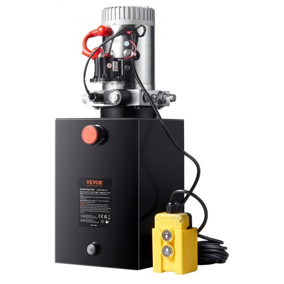 Pompe hydraulique simple action - 12 V - Puissance : 1600 W - Réservoir de 3 gallons - Matériau : acier