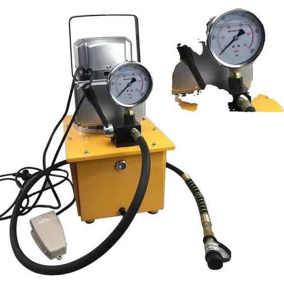 Pompe hydraulique, structure en acier robuste, tuyau dhuile de 1,8 m résistant aux chocs, moteur haute performance, jaune