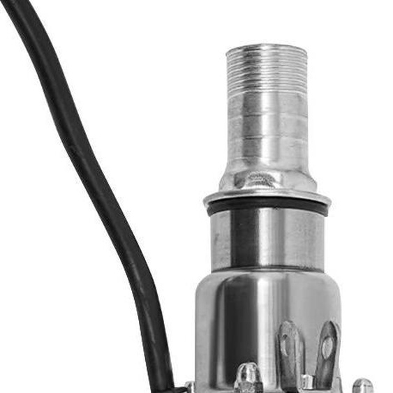 Pompe immergée pour puits profond - 24V 200W - hauteur de refoulement 30 m - débit 1,2-1,5 m³/h - acier inoxydable - moteur en cuivre pur - IP68 - fiche EU