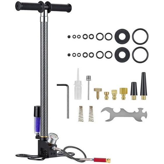 Pompe manuelle SucceBuy PCP à 3,5 niveaux, pompe haute pression 31,03 MPa, pompe sur pied avec filtre huile-eau, manomètre et boîtier en acier inoxydable, adaptée aux carabines à air comprimé, au paintball, au gonflage de pneus et aux bateaux pneumatiques