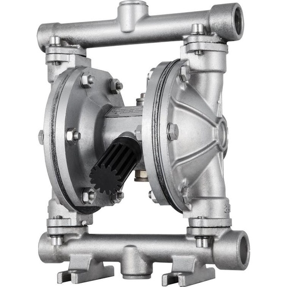 Pompe pneumatique à double membrane, entrée et sortie 1/2 pouce, corps en acier inoxydable, débit 3 GPM et pression maximale 90 PSI, membrane en PTFE Pompe de transfert pneumatique pour pétrole, diesel, huile et fluides à faible viscosité