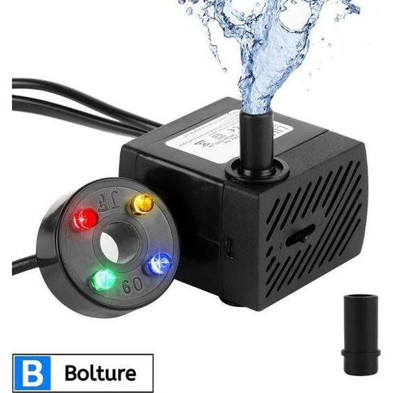 Pompe pour fontaine avec éclairage - Pompe submersible pour eaux sales - Pompe pour étang - Pompe pour eaux sales - Pompe à aspiration plate - Pompe à eau