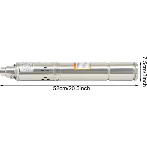 Pompe pour puits profonds - Pompe submersible 3QGD0.5-50-0.25 - 220V - Acier inoxydable - 1600 l/h - EU plug - CE