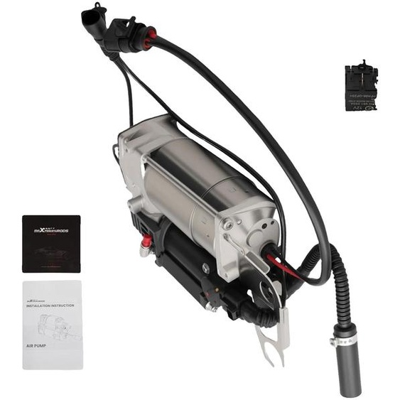 Pompe pour suspension pneumatique, fabriquée avec des composants en plastique et en métal de haute qualité, dimensions : 30 x 15 x 10 cm. Conçue pour les SUV de luxe 955 et 7L. Fonctionne jusquà 10 bars, alimentation 12V DC