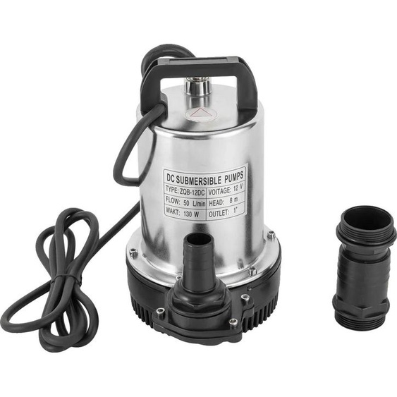 Pompe submersible, DC 12V, puissance 160W, vitesse 3000 tr/min, débit 6000L/H, construction en acier inoxydable