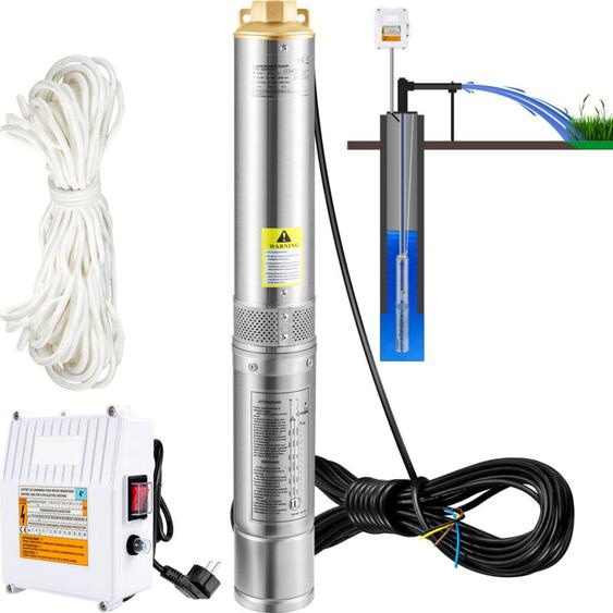 Mophorn - Pompe submersible pour puits profonds , 370 w, 230 v, 110 l/min, hauteur de refoulement de 44 m, cordon de 20 m, acier inoxydable,
