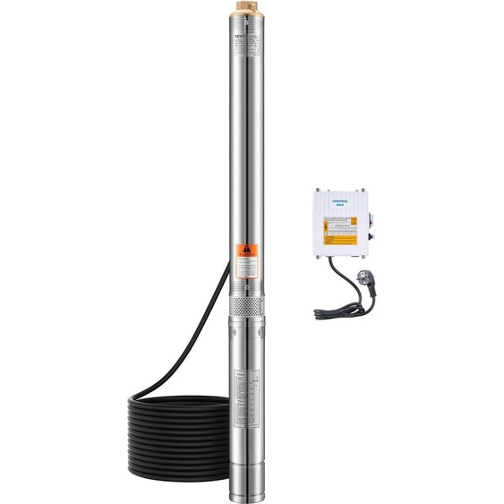 Pompe submersible pour puits profonds 750 W Pompe à eau en acier inoxydable 210 pieds 65 L/min