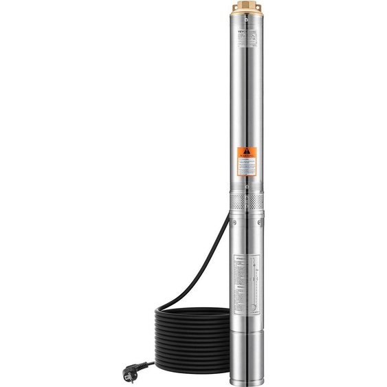 Pompe submersible pour puits profonds Pompe à eau en acier inoxydable Puissance dentrée 1100 W, hauteur de refoulement maximale 246 pieds, débit 100 l/min pour lirrigation agricole, labreuvement du bétail, lapprovisionnement en eau des habitations, le