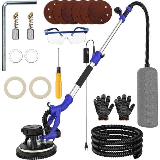 Ponceuse à sec/ponceuse murale - 950 W - 220 V - Vitesse réglable - Éclairage LED - Pliable - Aspiration automatique de la poussière - Rouge