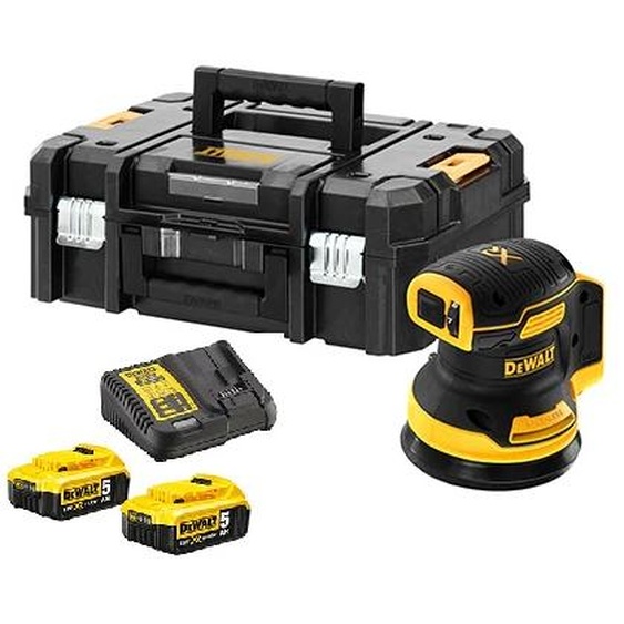 Ponceuse excentrique 18 V XR Brushless  + 2 batteries 5 Ah + chargeur + TSTAK DEWALT DCW210P2-QW