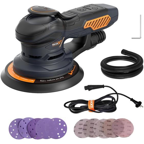 Ponceuse excentrique de 150 mm - 350 W - Électrique avec fil - Granulométrie moyenne, pour bois et murs
