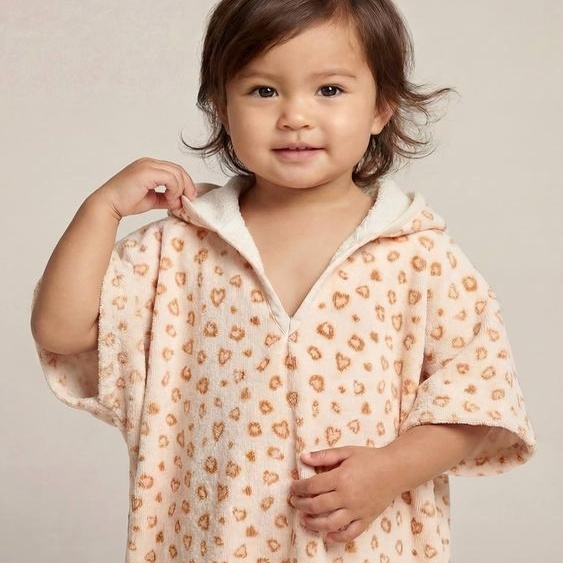 Poncho de bain bébé Animaux, avec coton recyclé blanc imprimé