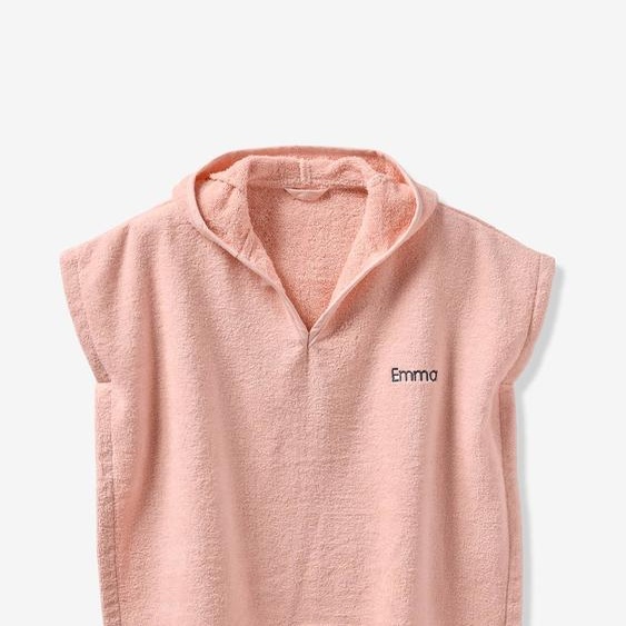 Poncho de bain bébé avec coton recyclé personnalisable Animal rose pâle