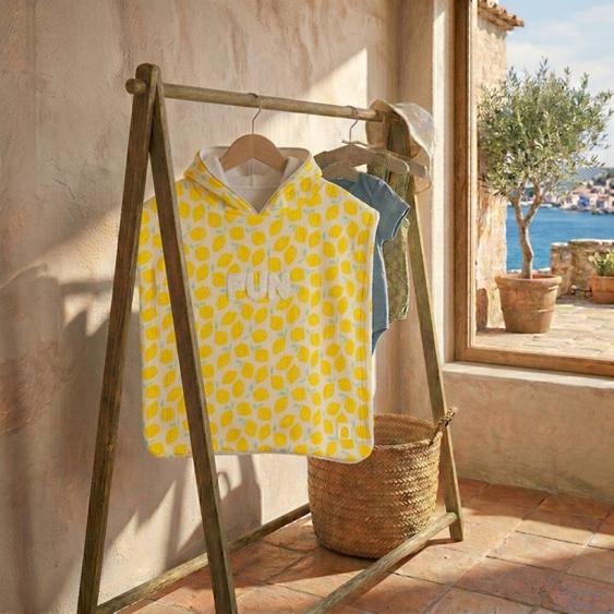 Poncho De Bain Bébé En Coton - Pop Jaune