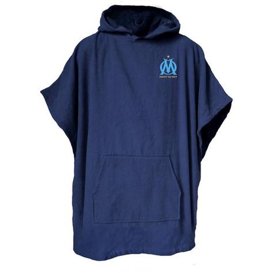 Poncho De Bain Enfant 100% Coton, Om Logo Bleu Marine