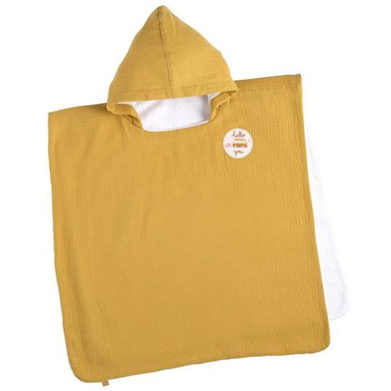 Poncho De Bain Enfant En Coton Jaune