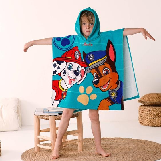 Poncho de bain enfant PatPatrouille personnalisé éponge et velours coton - 320g/m² -