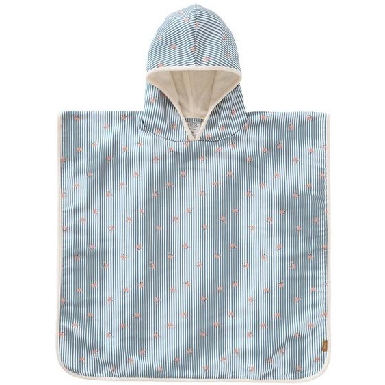 Poncho De Plage Anti-uv Rayures & Crabes Bleu, Blanc, Orange